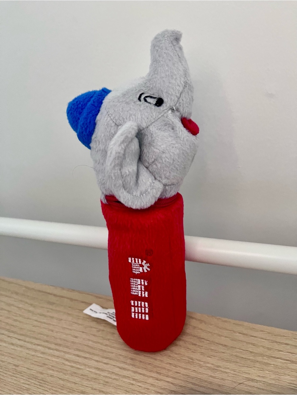 Vintage 2004 PEZ Plush Elephant Zippered Candy Pouch Holder 8.5"